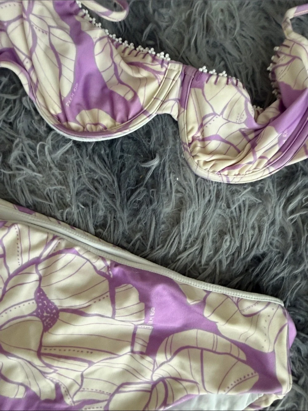 Farm Rio Purple & Cream Floral Two-Piece Bikini